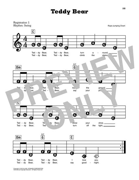 Rope Jumping Chant Teddy Bear Sheet Music And Printable Pdf Music