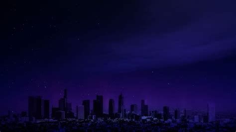 Blue Night City Sky Wallpaper