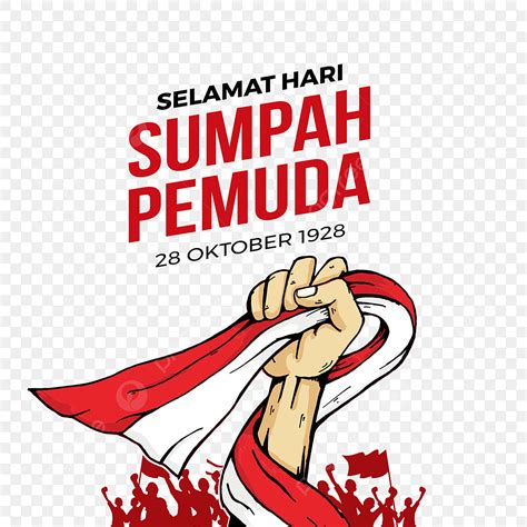 Sumpah Pemuda Dengan Tangan Memegang Bendera Indonesia Bendera