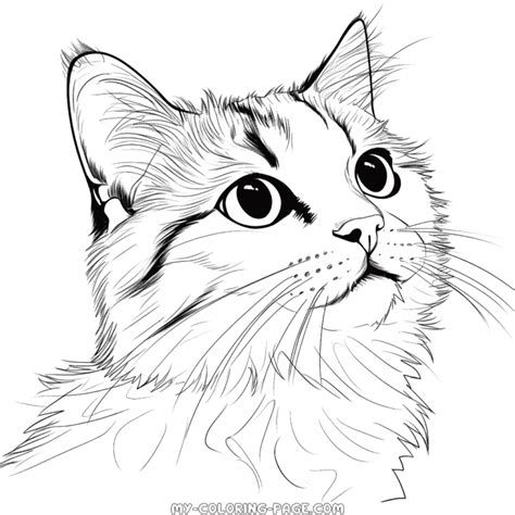 Cat Portrait Coloring Page My Coloring Page