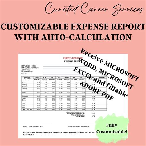 Expense Report Template With Formulas Microsoft Excel Employee