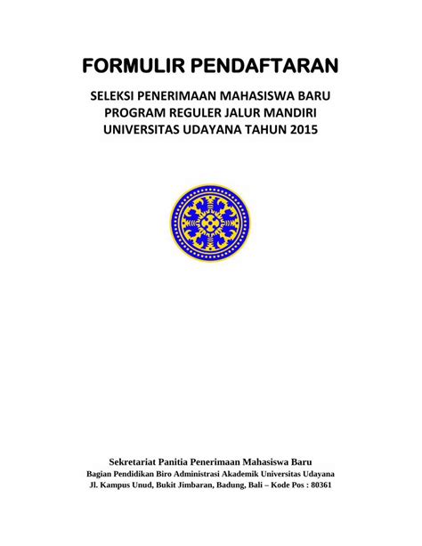 Pdf Formulir Pendaftaran Pendaftaran Kartu Tanda Peserta Seleksi