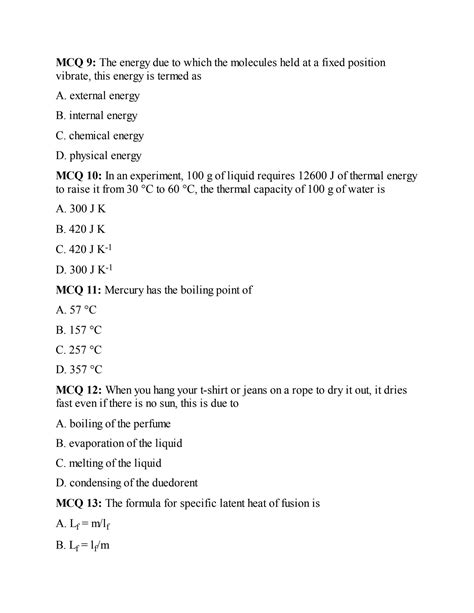 Solution Thermal Properties Mchoice Studypool