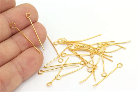 08x30mm 24k Gold Plated Eye Pin Jewelry Making Brass Eye Etsy