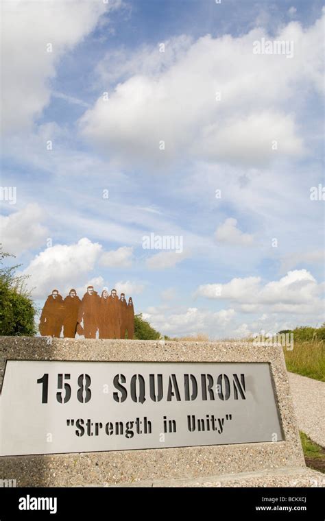 Memorial To 158 Squadron On Site Of Lissett Airfield Yorkshire UK Stock