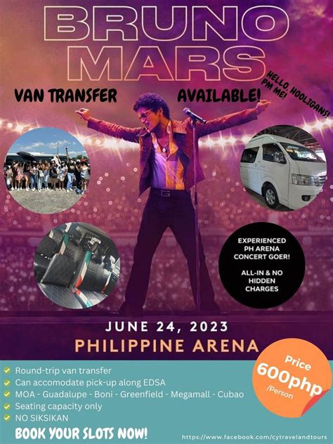 Van Service For Bruno Mars Concert At Ph Arena Philippine Arena