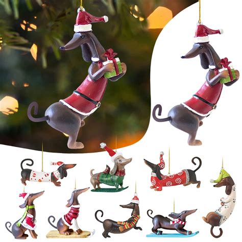 9 Pcs Christmas Ornaments Dachshund Acrylic Ornaments Dachshund Themed