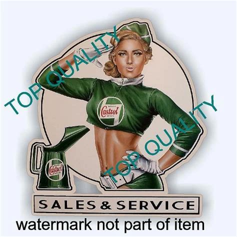 Vintage Castrol Pin Up Girl Decal Sticker Vintage Man Cave Hot Rod Stickers Picclick Uk