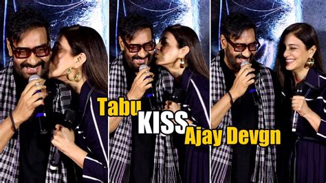 Tabu Kiss Ajay Devgn On Stage During Bhola Movie Trailer Launch Sweet