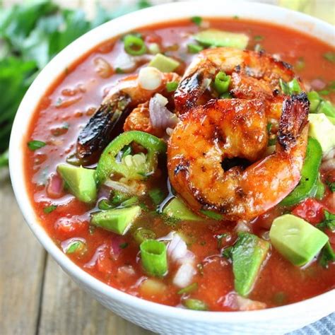 Classic Gazpacho With Spicy Grilled Shrimp A Perfectly Healthy And