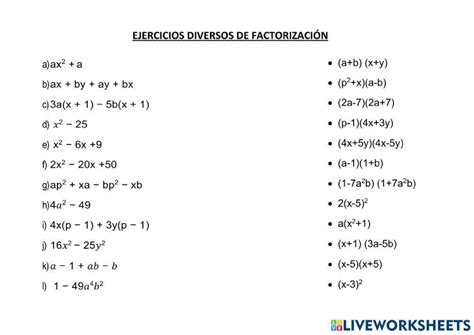 Muchacos Nesesito Que Me Envien Ejercicios De Factorizacion Plis Es