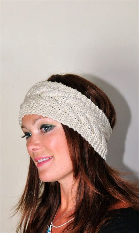 Knitted Headband Cabled Head Wrap Knitted Ear Warmer Warm Hair Etsy