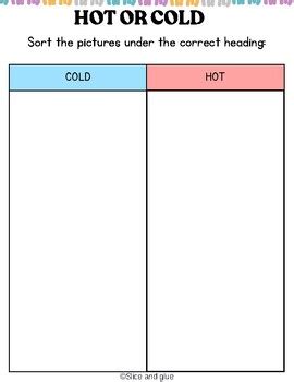 Identifying Hot And Cold Things Cut And Paste Activity TPT