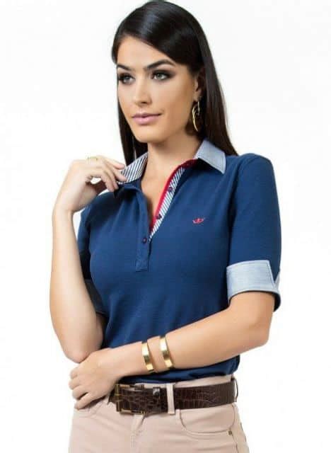 Camiseta Polo Feminina 50 Looks Incríveis Dicas de Como Usar