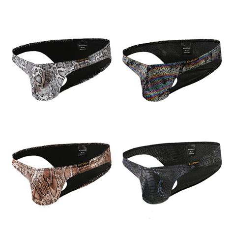 Men Snakeskin Briefs Male Panties Gay Man Bulge Penis Pouch Jockstraps
