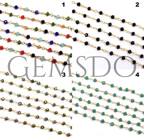 Wholesale Hydro Beaded Rosary Chains Lot Faceted Rondelle Link Chains Wire Wrapped Loose Beads