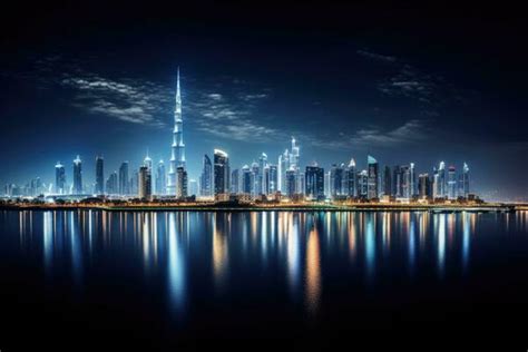 Dubai Night Skyline Stock Photos, Images and Backgrounds for Free Download