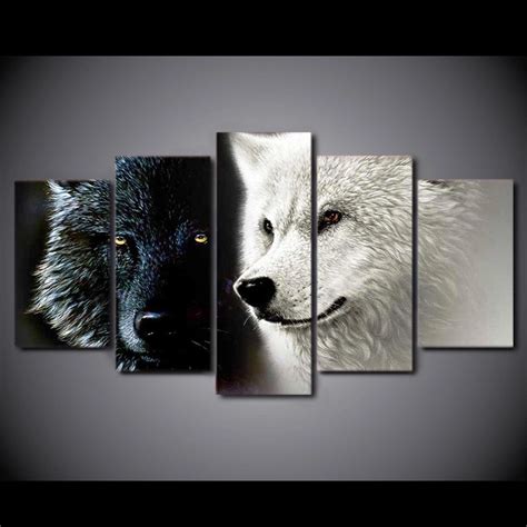 Tableau Couple De Loups Noir Et Blanc Tabloide