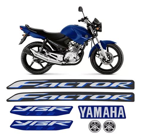 Kit Adesivos Yamaha Ybr Factor Moto Azul Emblemas Mercadolivre