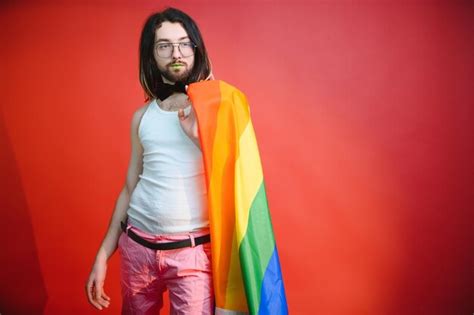 Premium Photo Gay Man On A Colored Background In The Studio The Concept Of The Lgbtq Community