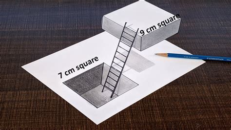 How To Draw 3d Optical Illusions Stair Holes And Floating Cubes For