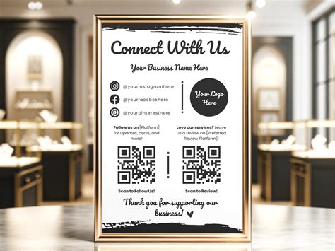 Social Media Sign Template Qr Code Sign Facebook Instagram Follow Us