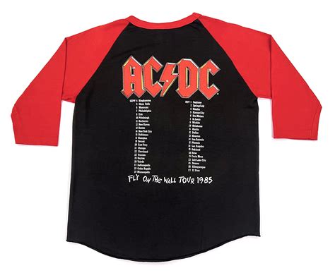 Vintage 80s Ac Dc Fly On The Wall 1985 Tour Concert Jersey Raglan Shirt