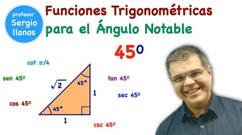 Funciones Trigonométricas para el Ángulo Notable de 45 grados YouTube