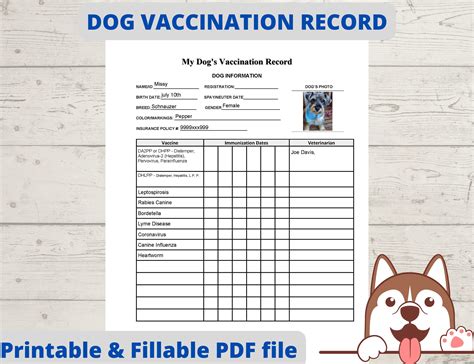 Breeder Puppy Pack Puppy Health Certificate Dog Health Record Fillable