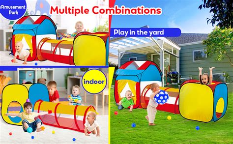 Felirzavy Kids Ball Pits Tent 3 In 1 Pop Up Play Tent With Tunnel 100