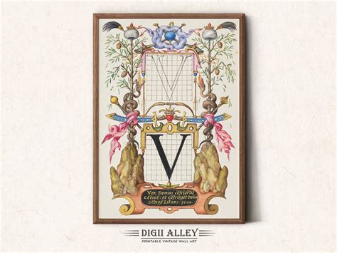 Letter V Calligraphy Alphabet Printable Digital Download, Vintage ...