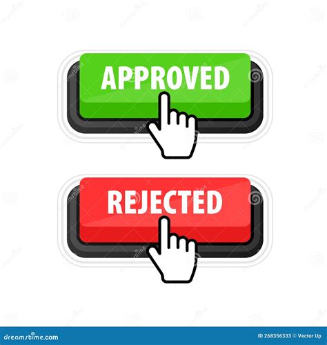 Approved Rejected Button Sign Check Mark Approval Sign Stock