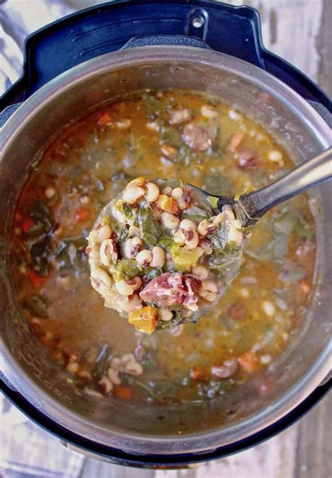 Instant Pot Black Eyed Pea Soup With Collard Greens The Hungry Bluebird