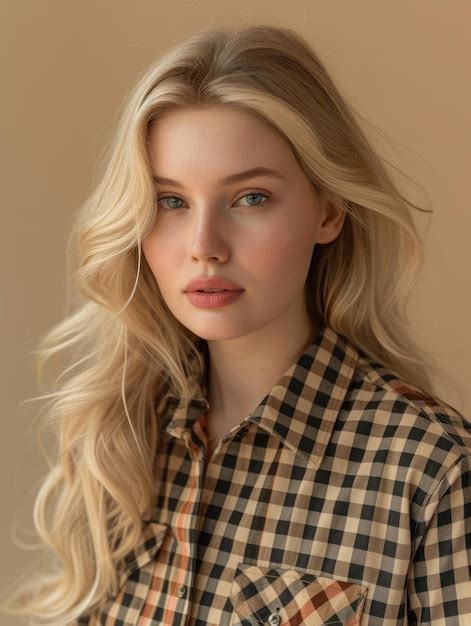 Premium Photo Blonde Woman Wearing Burberry Shirt