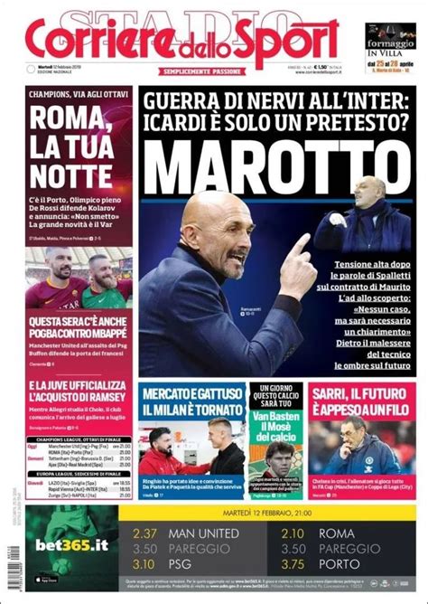 Corriere Dello Sport Italia Martes 12 De Febrero De 2019 Infobae