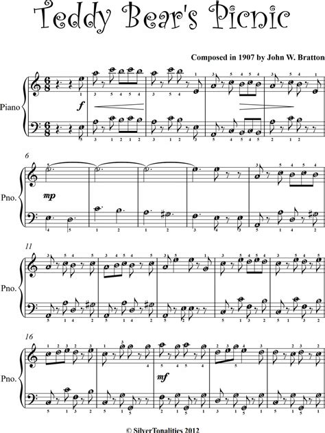 Teddy Bears Picnic Easy Piano Sheet Music