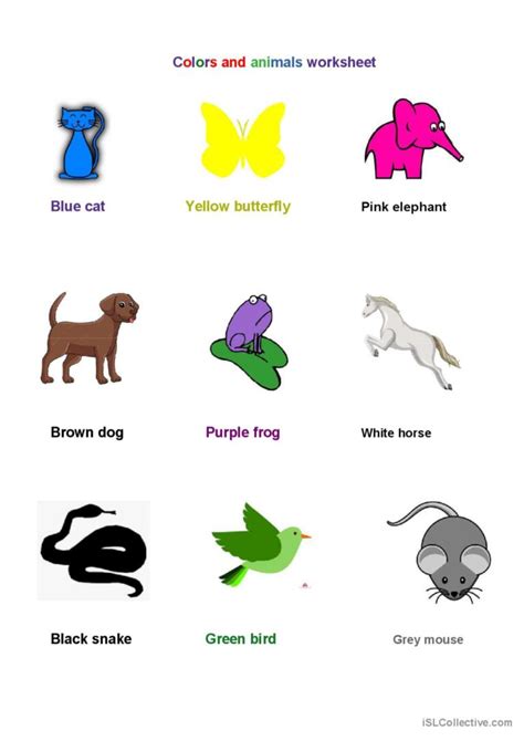 Colors and animals for beginners. ge…: English ESL worksheets pdf & doc