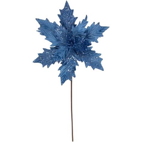 Northlight 24 Glittered Blue Poinsettia Christmas Stem Spray 1 Fred