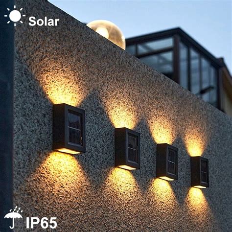 4 PCS Luminária Solar Parede Led Lampada Decoração Energia Solar Luz