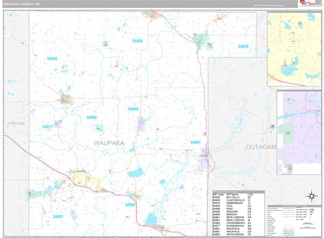 Waupaca County Wi Wall Map Premium Style By Marketmaps