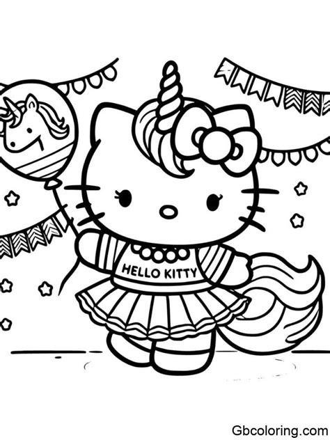 Free Unicorn Hello Kitty Coloring Pages Printable