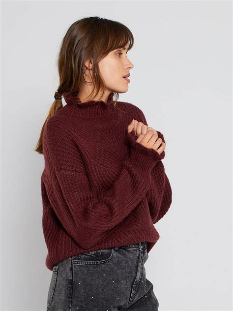 Pull Col Fronc Bordeaux Kiabi