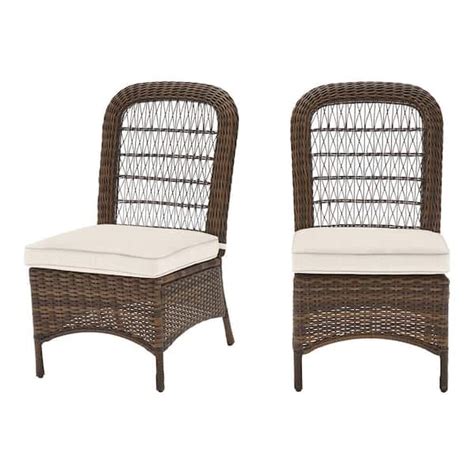 Hampton Bay Beacon Park Brown Wicker Outdoor Patio Armless Dining Chair