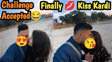 Kissing Challenge In Public 💋 Public Main Akash Ko Kiss Kar Diya 😱