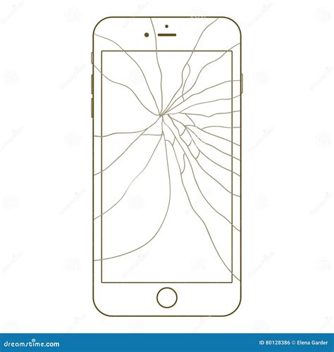 Vector Illustration Of Brocken Smartphone Sketch Icon For Your Web