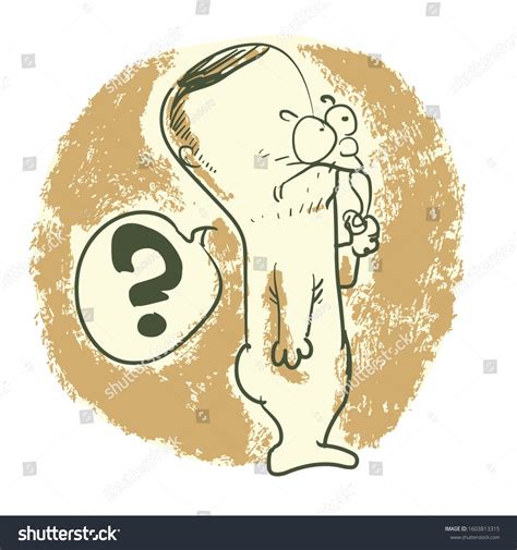 Doodle Man Thinking Question Mark Cartoon