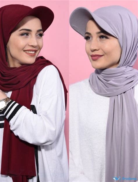 Orcajump Muslim Womens Summer Chiffon Hijab With Baseball Cap Solid