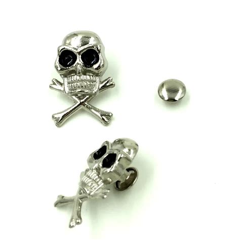 Sets Antique Silver Tone Punk Skull Crane Halloween Spike Studs