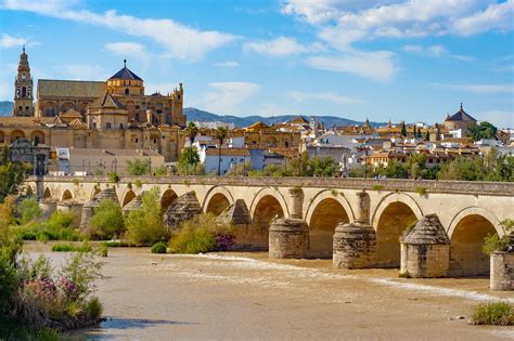 The Roman Bridge, The city of Cordoba tourist main sights, Andalucia, southern Spain.