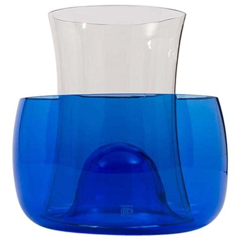 Danese Milano Murano E Vase Set In Smoke And Light Green Glass By Enzo